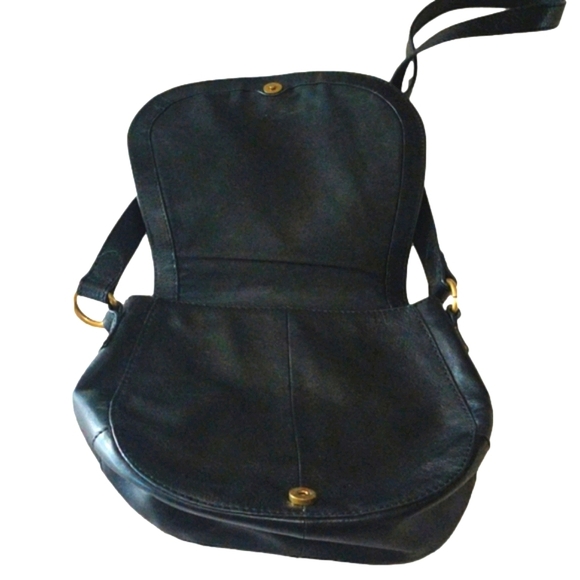 Fossil Genuine Black LEATHER and Calf Hair Bag Purse Crossbody Satchel Y2K - Picture 3 of 12